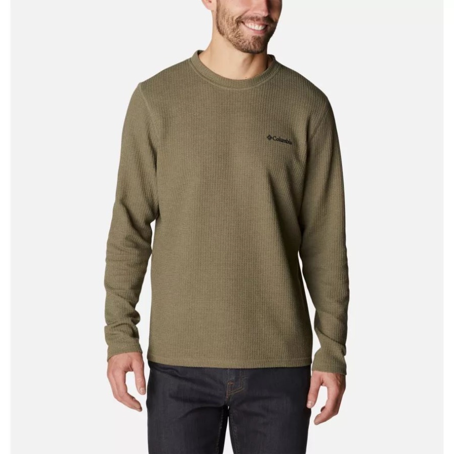 Stone Green Heather Columbia Sale Men's Pine Peak II Waffle Long Sleeve Crew