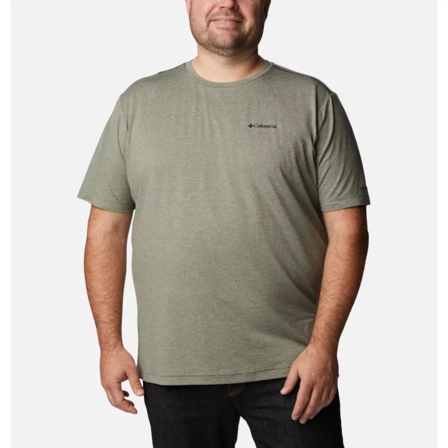 Stone Green Heather Columbia Sale Men's Tech Trail Crew Neck Shirt Big