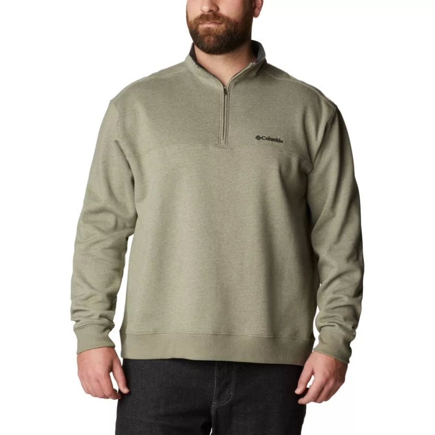 Stone Green Heather Men's Hart Mountain II Half Zip Sweatshirt Big Columbia Sale