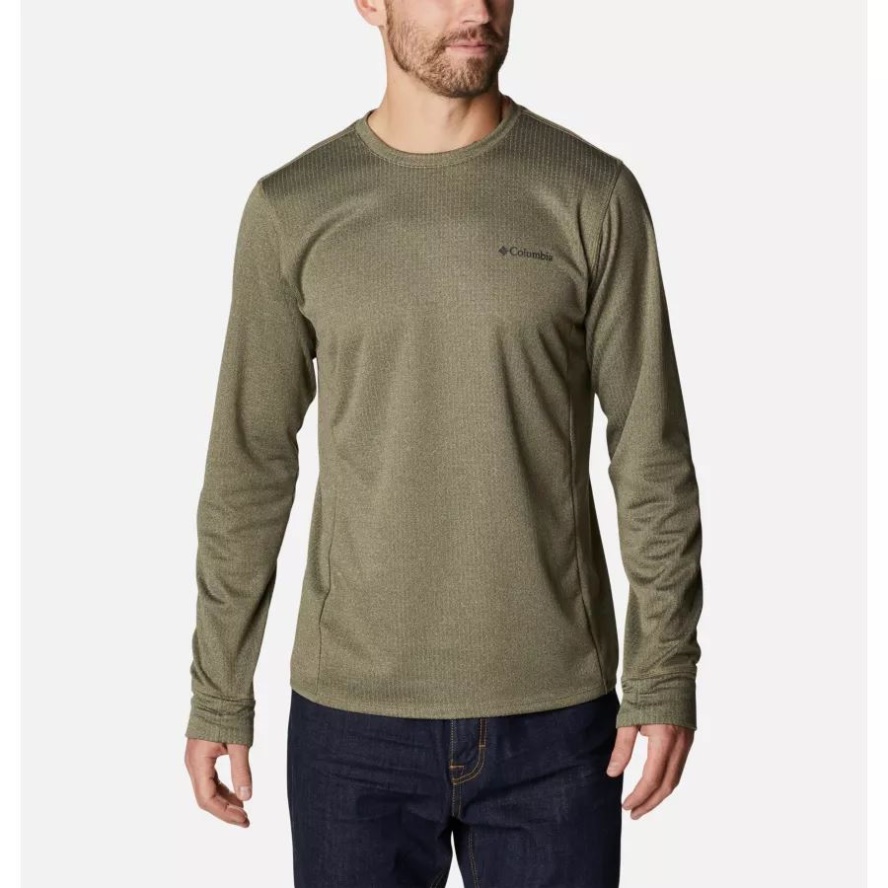 Stone Green Heather Men's Park View Crew Shirt Columbia Sale