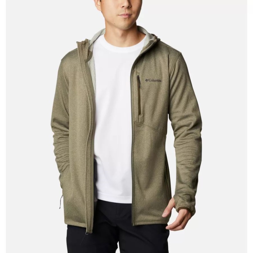 Stone Green Heather/Olive Green Men's Park View Full Zip Fleece Hoodie Columbia Sale