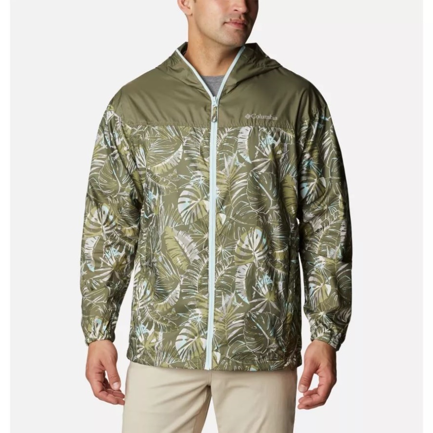 Stone Green King Palms Multi Print Men's Flash Challenger Novelty Windbreaker Jacket Columbia Sale