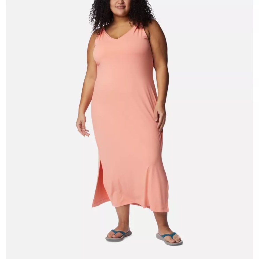 Summer Peach Columbia Sale Women's Chill River Midi Dress Plus Size