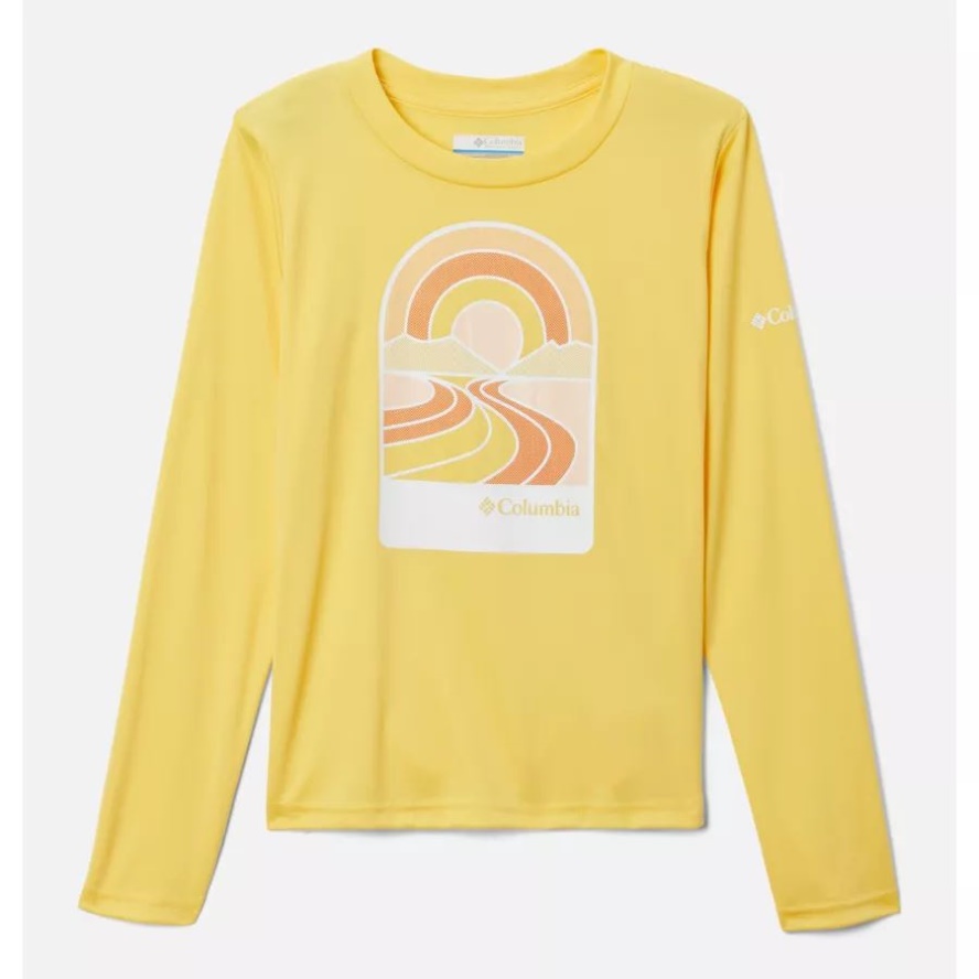 Sun Glow/Suntrek Trails II Columbia Sale Girls' Mirror Rock Long Sleeve Graphic Shirt