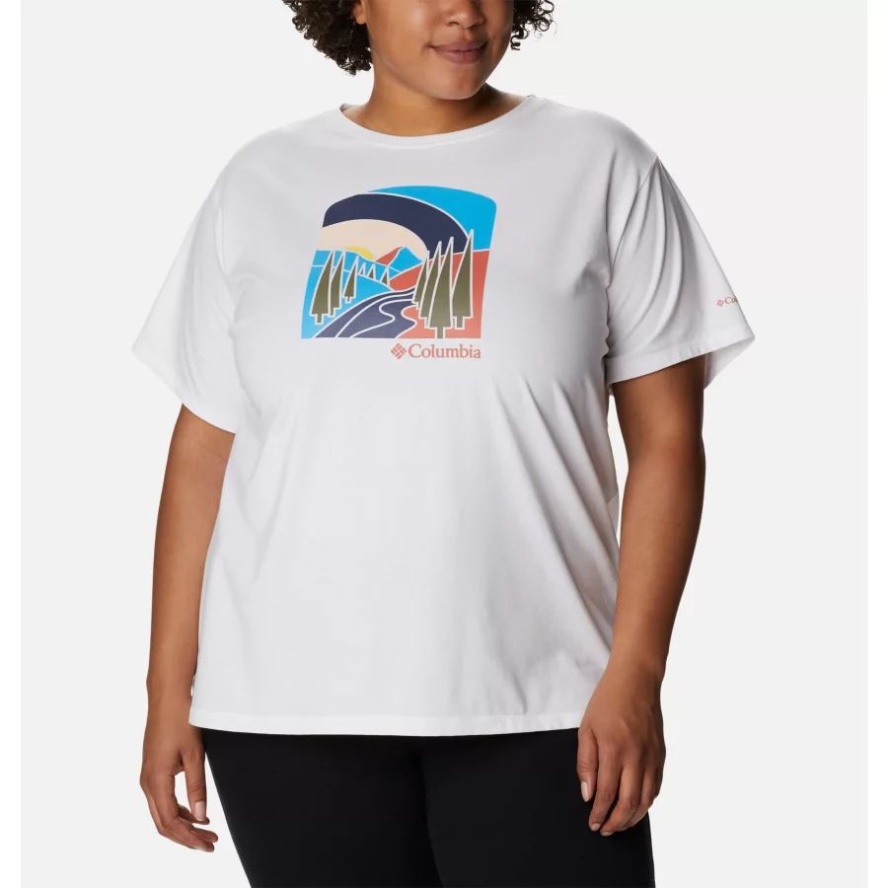 Sun Trek Graphic Tee II Plus Size Columbia Sale White/Suntrek Hills