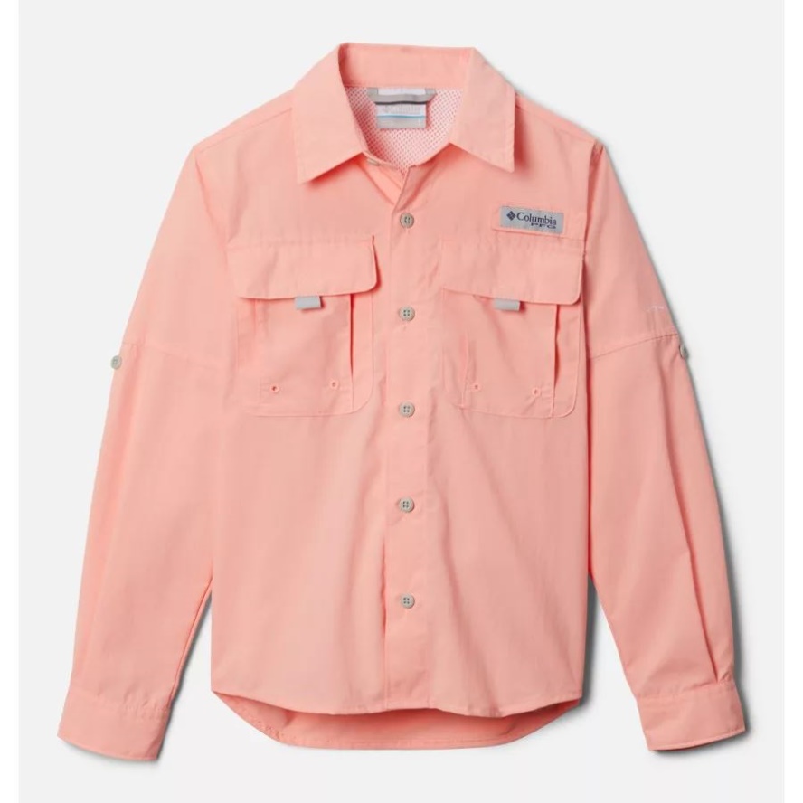 Tiki Pink Boys' PFG Bahama Long Sleeve Shirt Columbia Sale