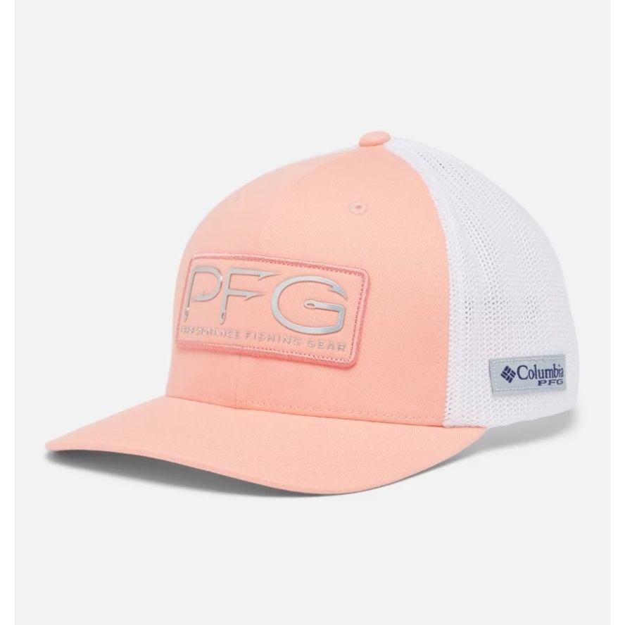Tiki Pink/Silver PFG Hooks Mesh Ball Cap High Crown Columbia Sale