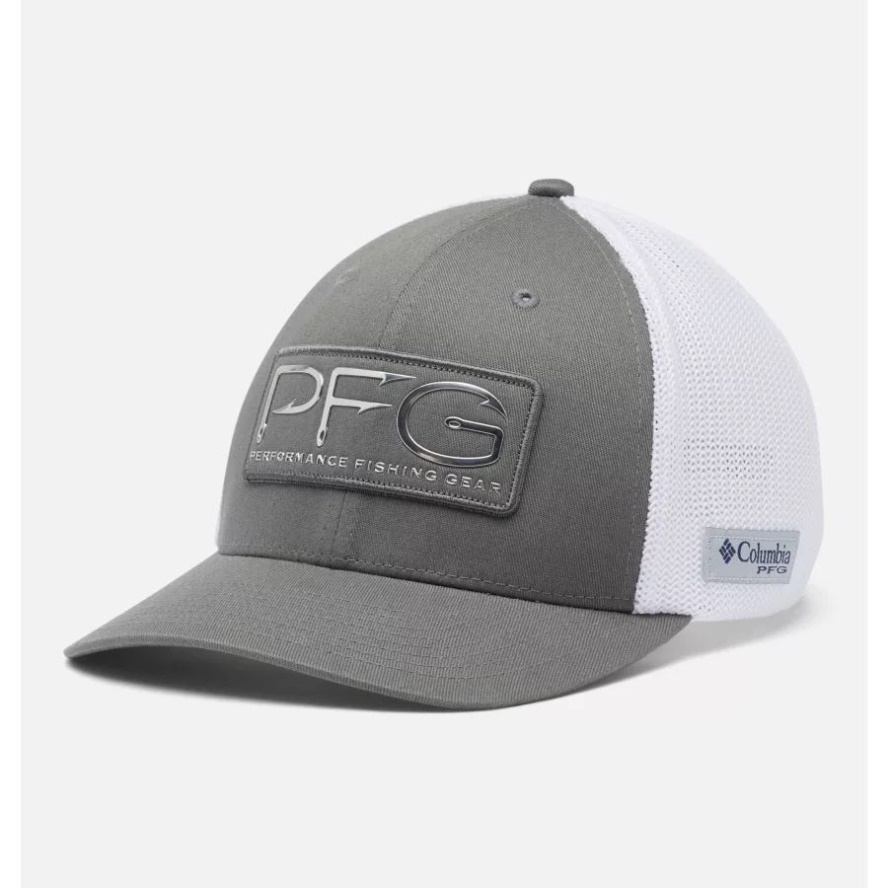 Titanium/Silver PFG Hooks Mesh Ball Cap High Crown Columbia Sale