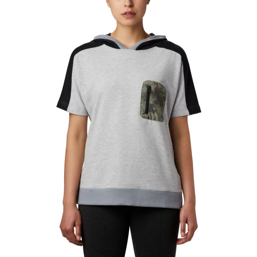 Tradewinds Grey Heather/Black/Camo Columbia Sale Women's Columbia Sale Park Short Sleeve Hoodie