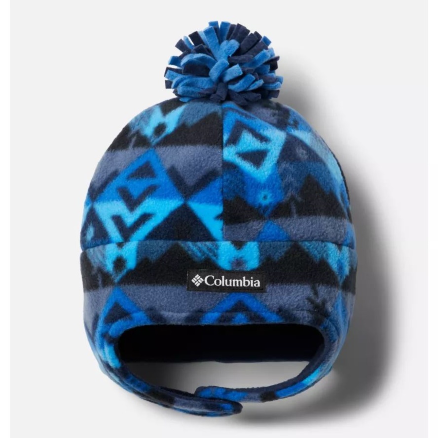 Unisex Youth Frosty Trail II Earflap Beanie Collegiate Navy Checkpoint Print Columbia Sale