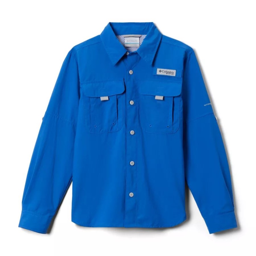 Vivid Blue Columbia Sale Boys' PFG Bahama Long Sleeve Shirt
