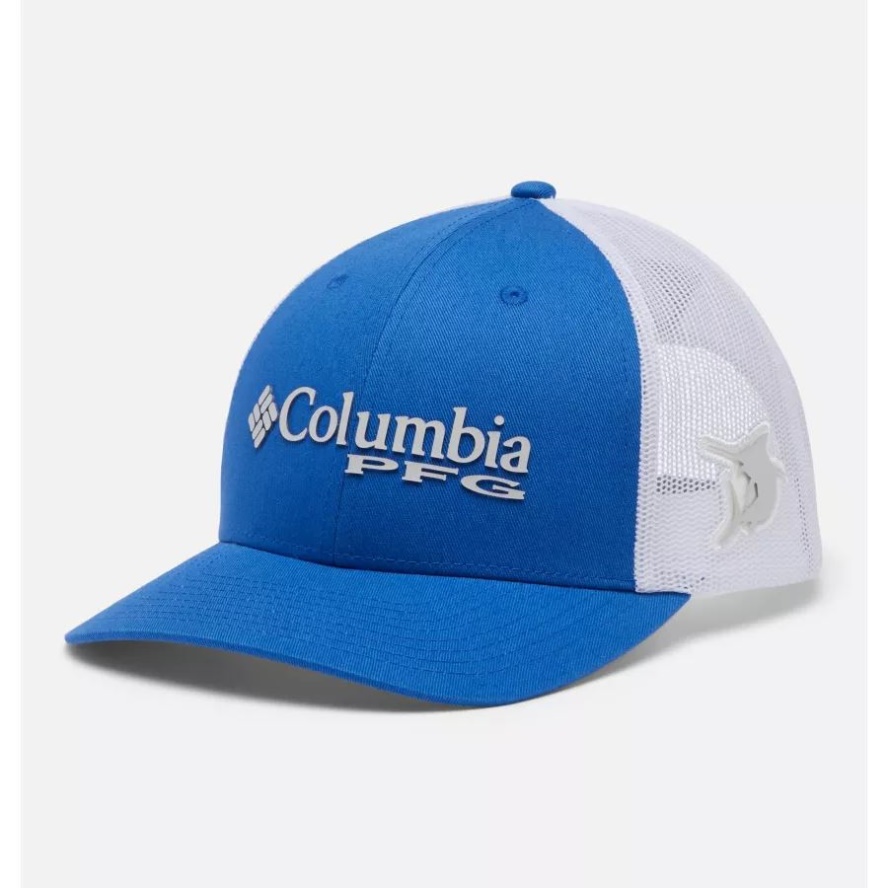 Vivid Blue/Marlin Columbia Sale PFG Logo Mesh Snapback Mid Crown