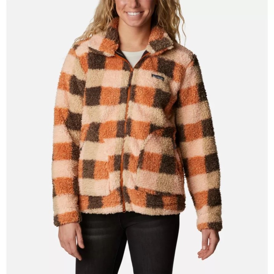 Warm Copper Check Multi Columbia Sale Women's Winter Pass Sherpa Full Zip Jacket