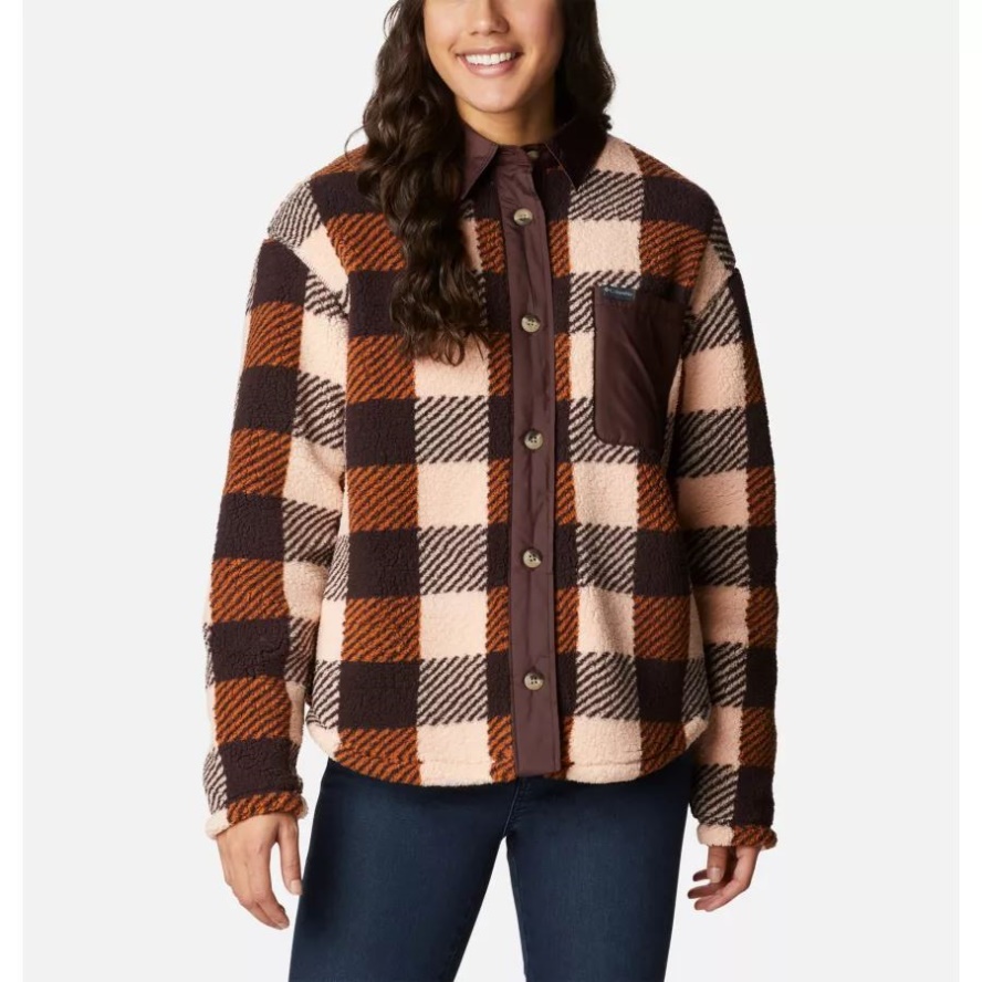 Warm Copper Check Multi Print Women's West Bend Shirt Jacket Columbia Sale