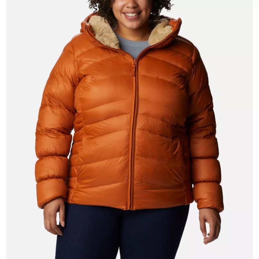 Warm Copper Columbia Sale Women's Autumn Park Down Hooded Jacket Plus Size