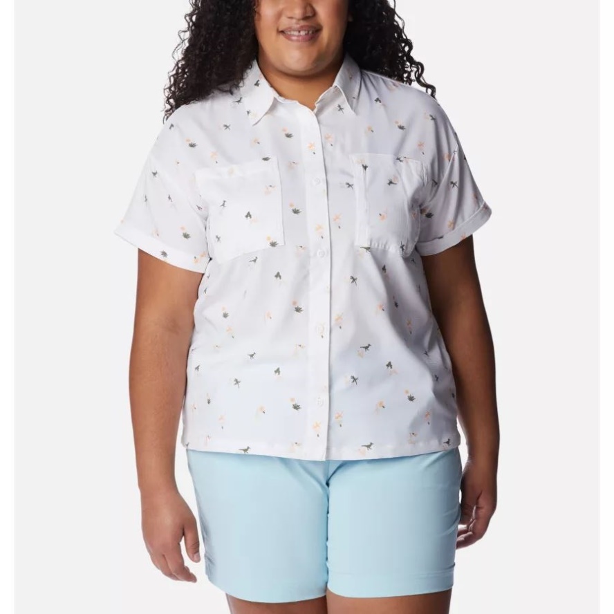 White/Baja Blitz Columbia Sale Women's Silver Ridge Utility Short Sleeve Shirt Plus