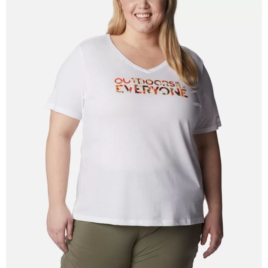 White/Be Outdoors Columbia Sale Women's Bluebird Day Relaxed V- Neck Shirt Plus Size
