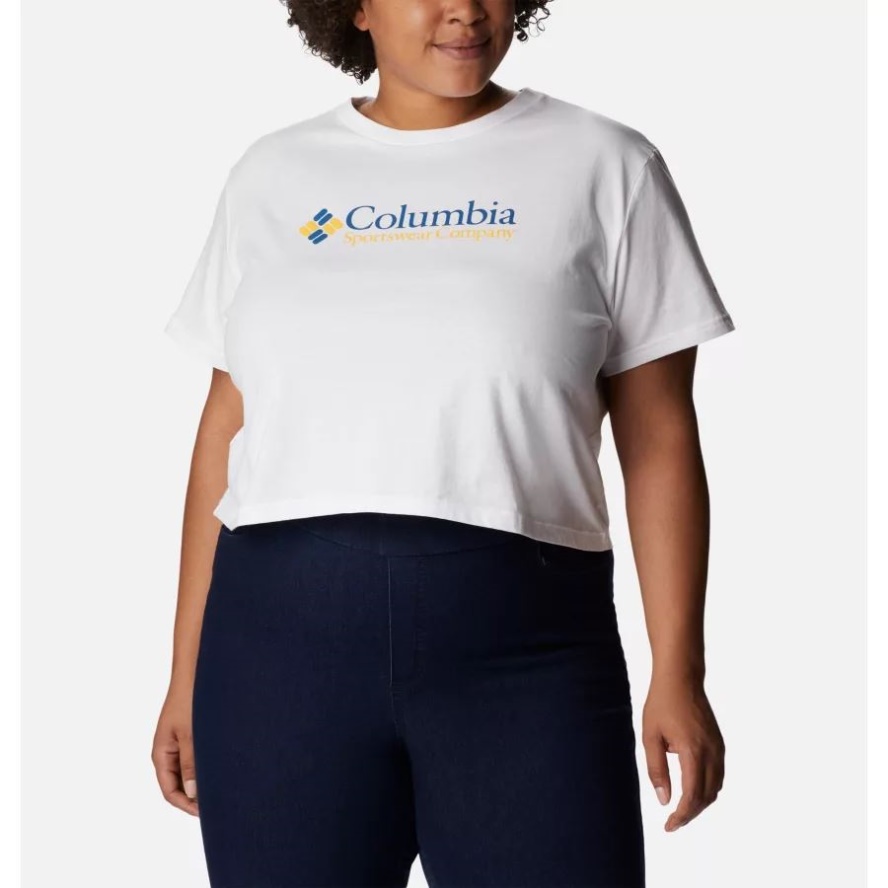 White/CSC Retro Logo Women's North Cascades Cropped Tee Plus Size Columbia Sale