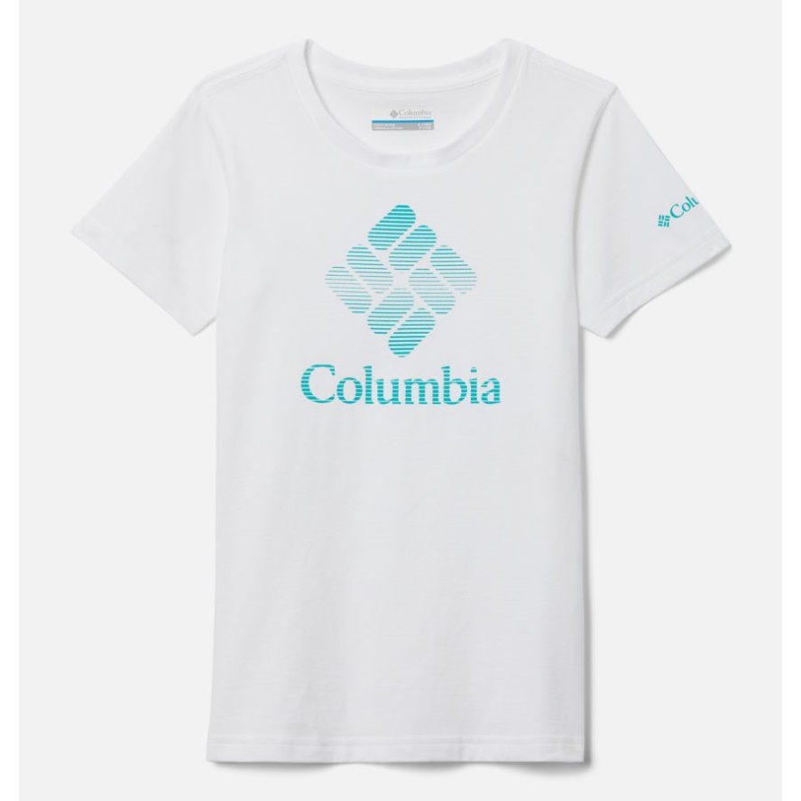 White/CSC Stacked Banded Graphic Girls' Mission Lake Short Sleeve Graphic T-Shirt Columbia Sale
