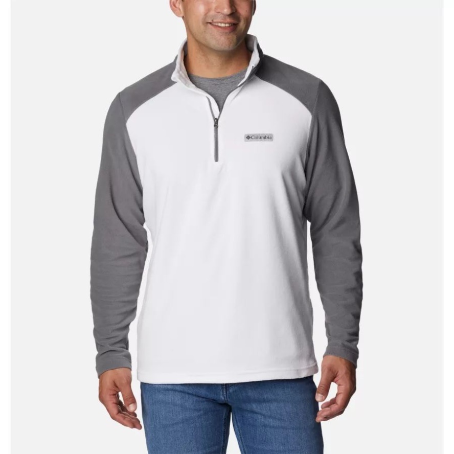 White/City Grey Columbia Sale Men's Lake Aloha Half Zip Fleece Pullover