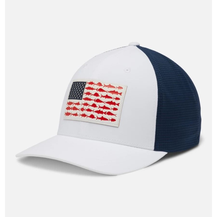 White/Collegiate Navy PFG Fish Flag Signature 110 High Crown Columbia Sale
