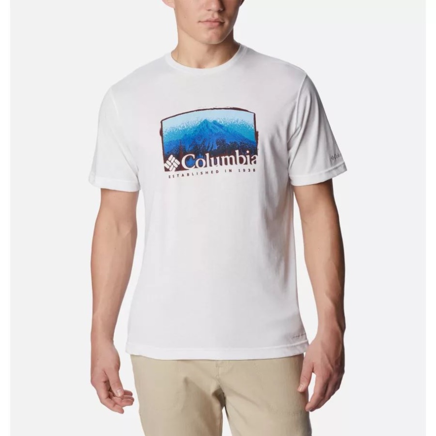 White/Foggy Haven Men's Thistletown Hills Graphic T-Shirt Columbia Sale Brand