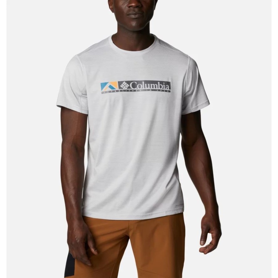 White Heather/Ridgescape Graphic Men's Alpine Chill Zero Graphic Technical T-Shirt Columbia Sale