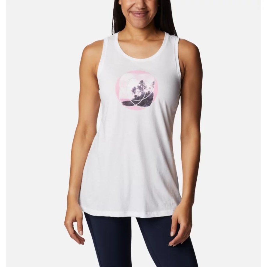 White/Meditation Isle Graphic Women's Bluff Mesa Tank Columbia Sale