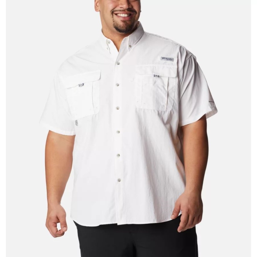 White Men's PFG Bahama II Short Sleeve Shirt Big Columbia Sale