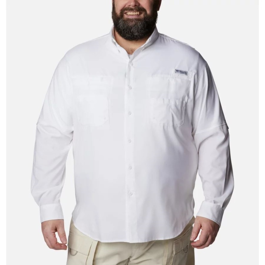 White Men's PFG Tamiami II Long Sleeve Shirt Big Columbia Sale