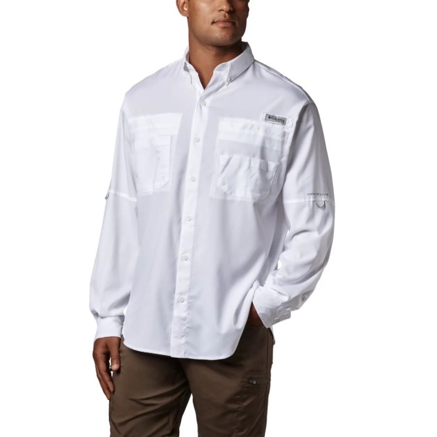 White Men's PFG Tamiami II Long Sleeve Shirt Tall Columbia Sale