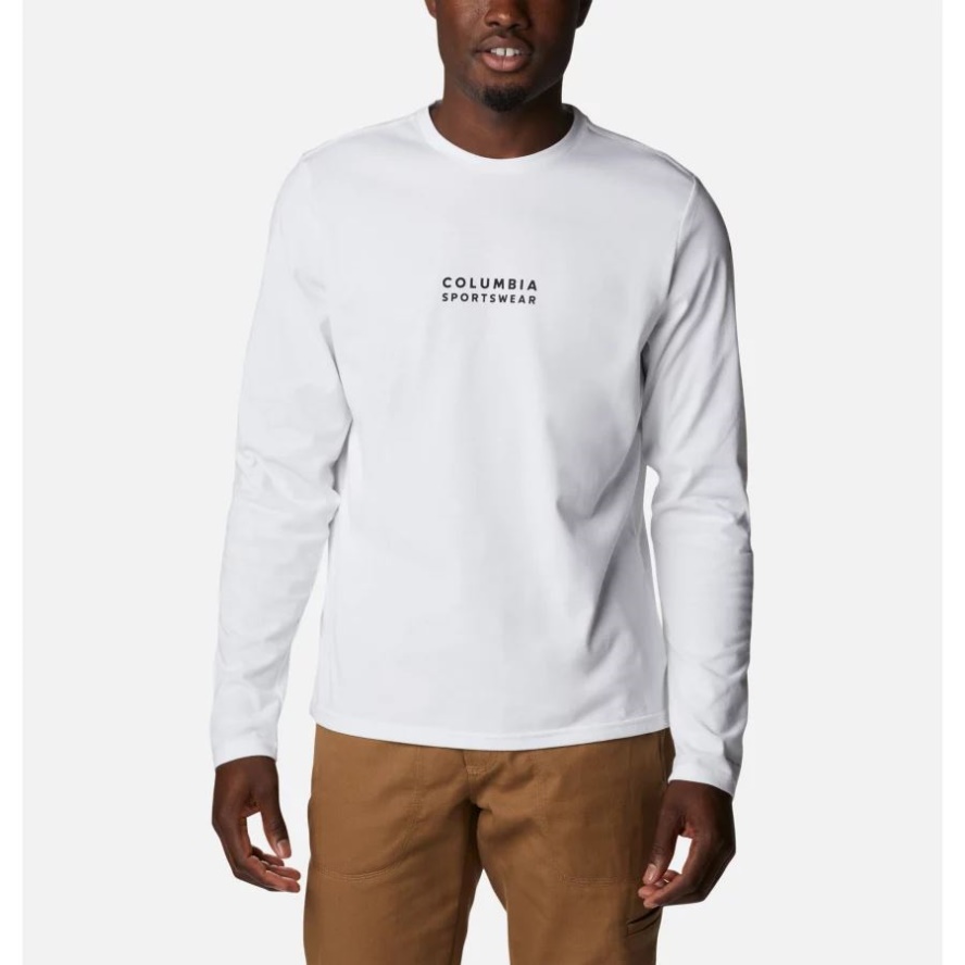 White/Tiny Type Columbia Sale Men's CSC Alpine Way II Technical Long Sleeve T-Shirt