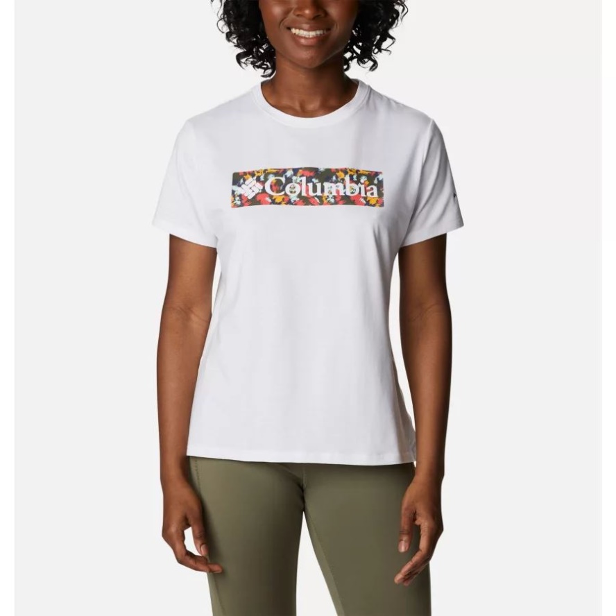 White/Typhoon Bloom Frame Columbia Sale Women's Sun Trek Technical Graphic T-Shirt