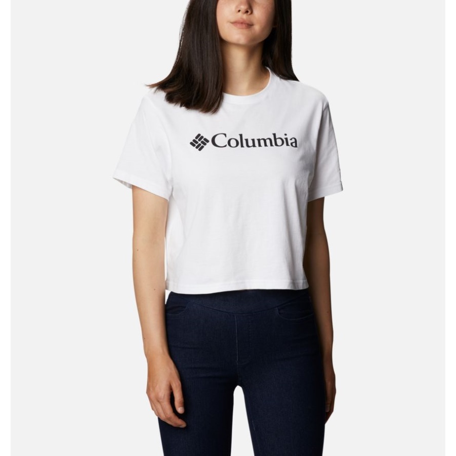 White Women's North Cascades Graphic Cropped T-Shirt Columbia Sale