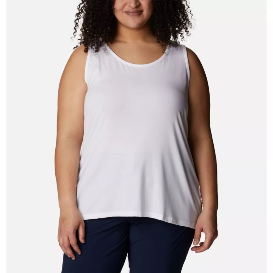 White Women's PFG Slack Water Knit Tank II Plus Size Columbia Sale