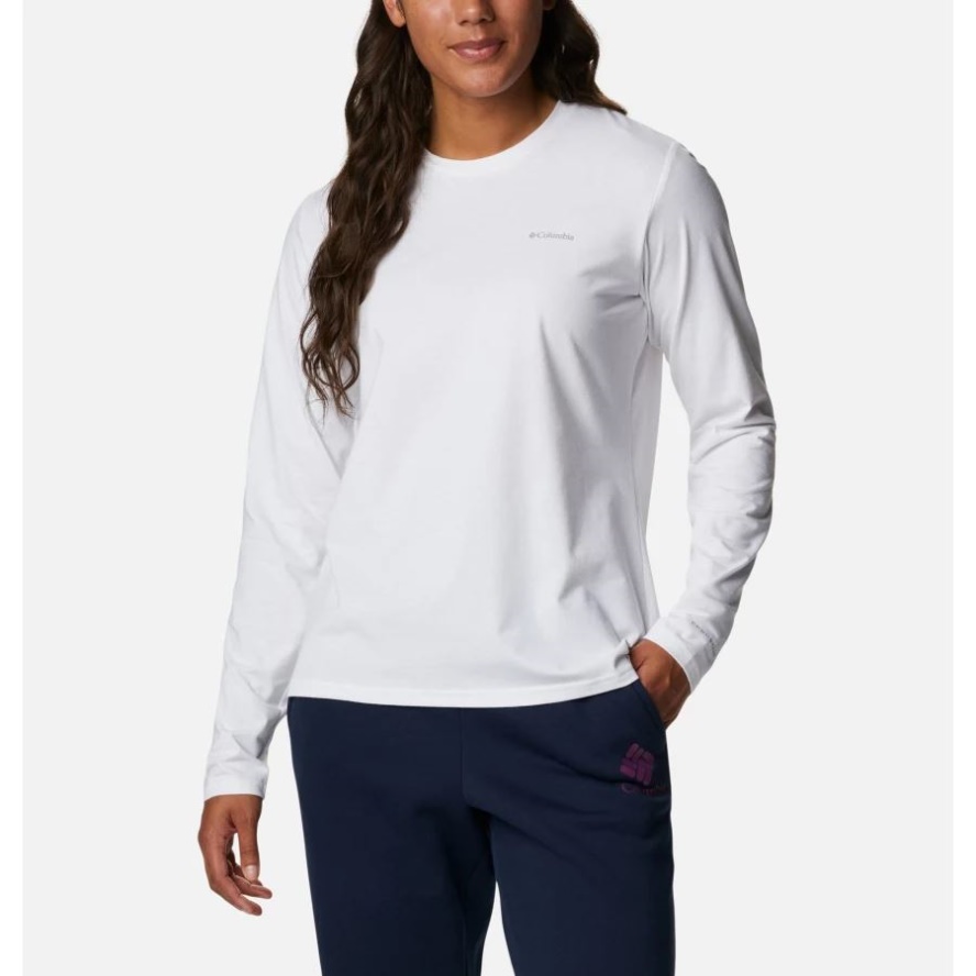 White Women's Sun Trek Long Sleeve T-Shirt Columbia Sale