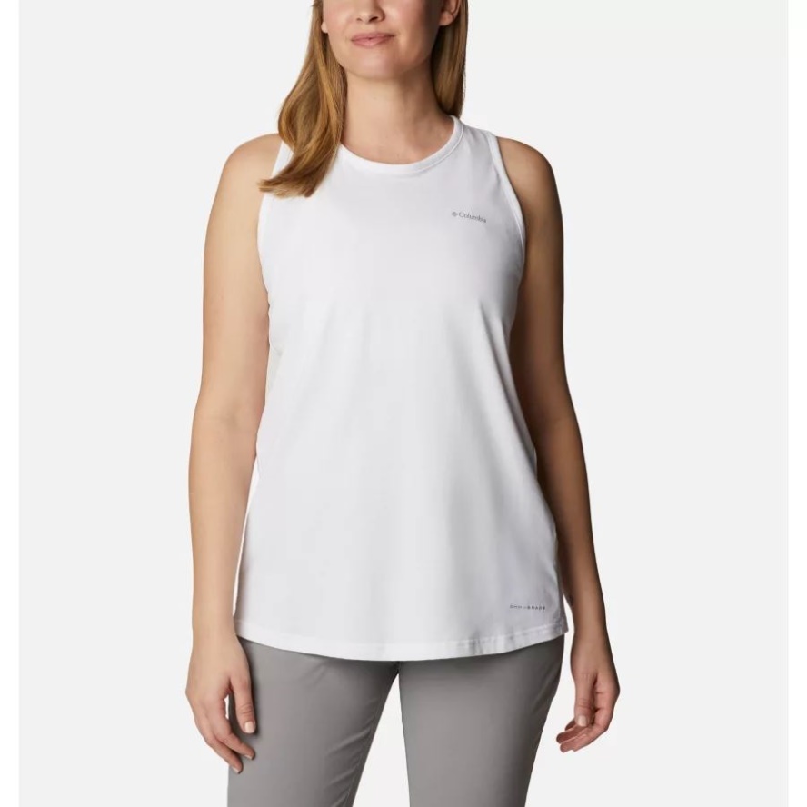 White Women's Sun Trek Racerback Tank Columbia Sale