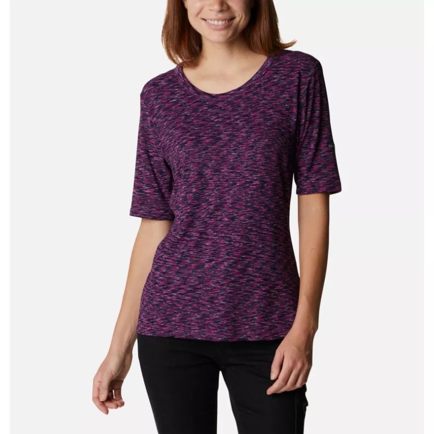Wild Fuchsia Spacedye Columbia Sale Women's Stanley Park Short Sleeve Shirt