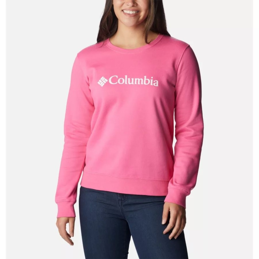 Wild Geranium/White Logo Columbia Sale Women's Columbia Sale Trek Graphic Crew Sweatshirt