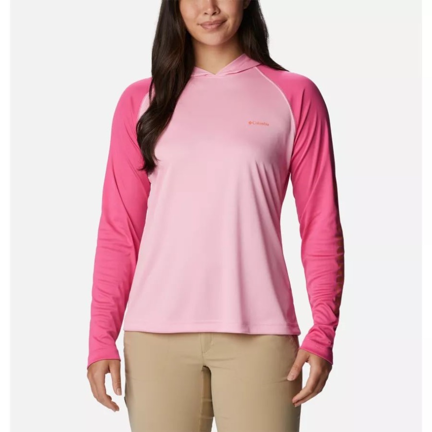 Wild Rose/Wld Grnm/Snst Orng Logo Columbia Sale Women's Fork Stream Long Sleeve Hoodie