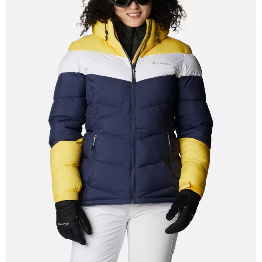Women's Abbott Peak Insulated Waterproof Ski Jacket Columbia Sale Nocturnal/White/Sun Glow