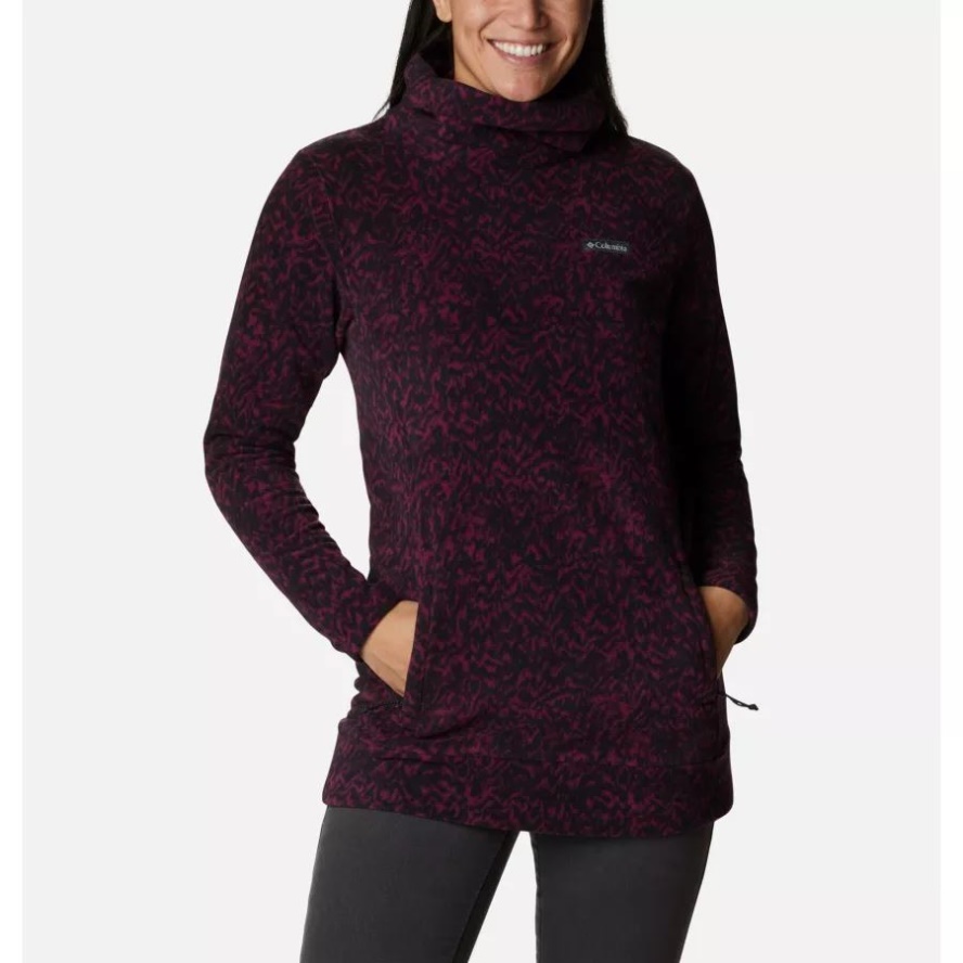 Women's Ali Peak Fleece Tunic Columbia Sale Marionberry Terrain Print