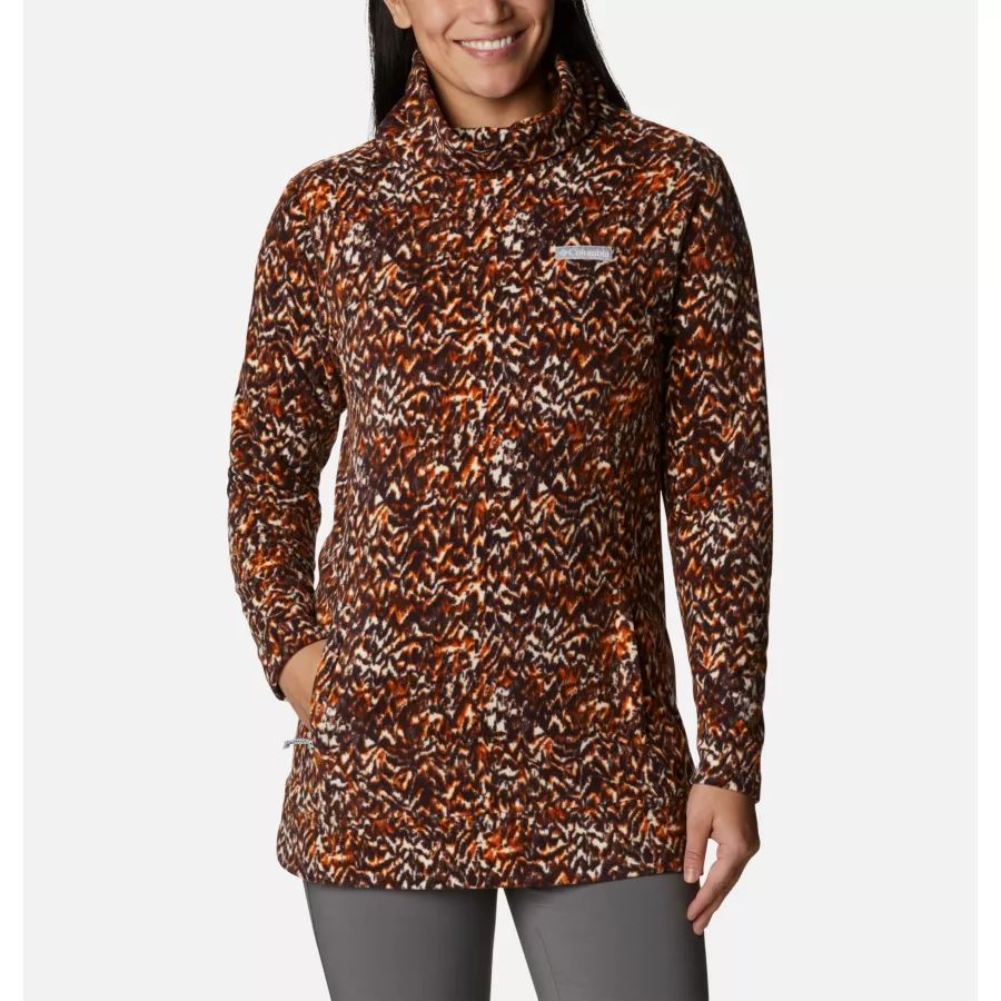 Women's Ali Peak Fleece Tunic Columbia Sale Warm Copper Terrain Print