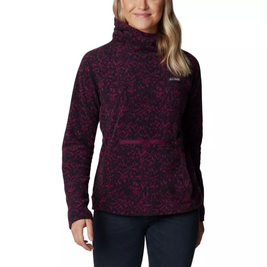 Women's Ali Peak Hooded Fleece Marionberry Terrain Print Columbia Sale