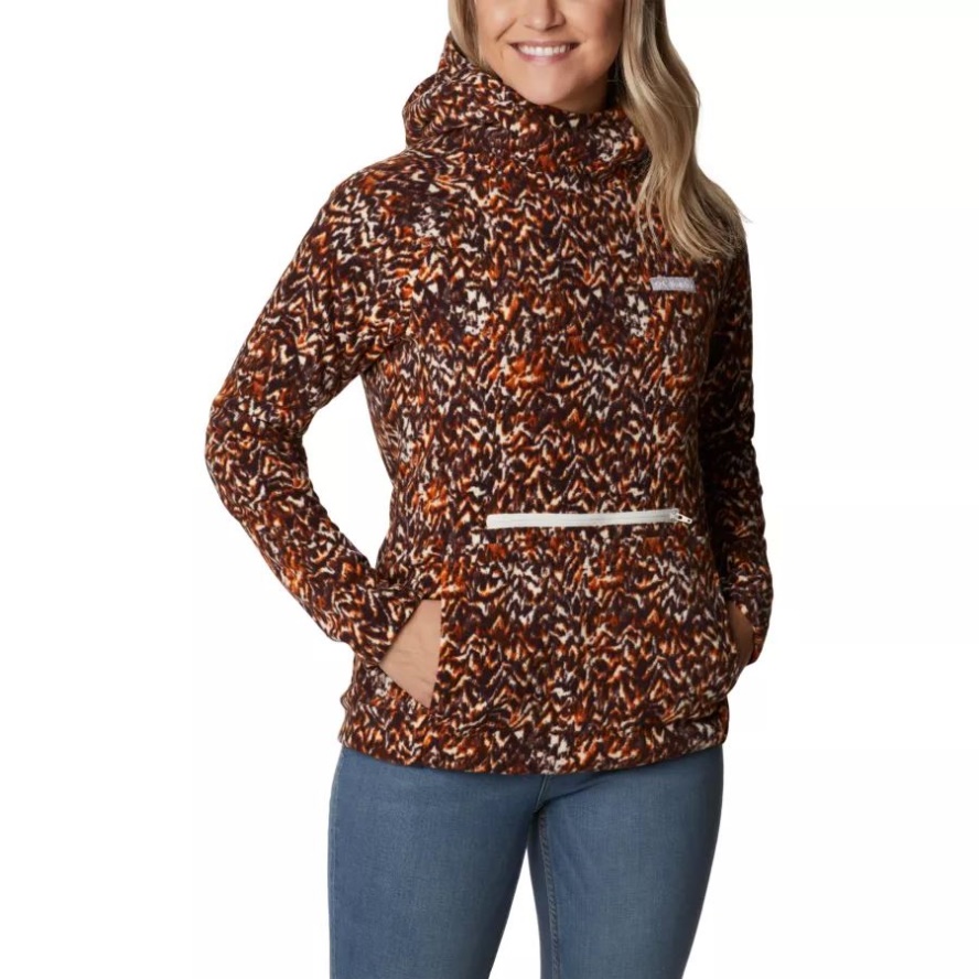 Women's Ali Peak Hooded Fleece Warm Copper Terrain Print Columbia Sale