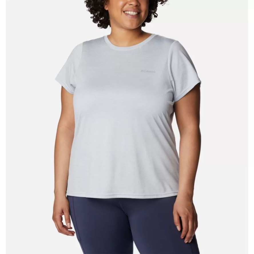 Women's Alpine Chill Zero Short Sleeve Shirt Plus Size Columbia Sale White Heather