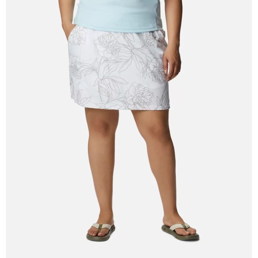 Women's Alpine Chill Zero Skort Plus Size White Leafy Lines Multi Columbia Sale