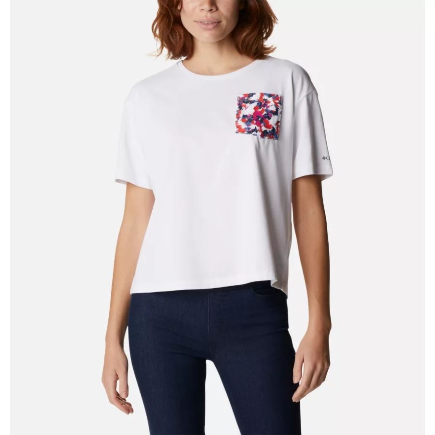 Women's Alpine Way II Casual T-Shirt Columbia Sale White/White Multi Typhoon Bloom