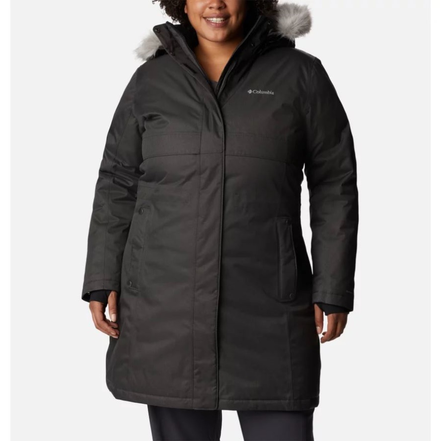 Women's Apres Arson Winter Long Down Jacket Plus Size Black Columbia Sale