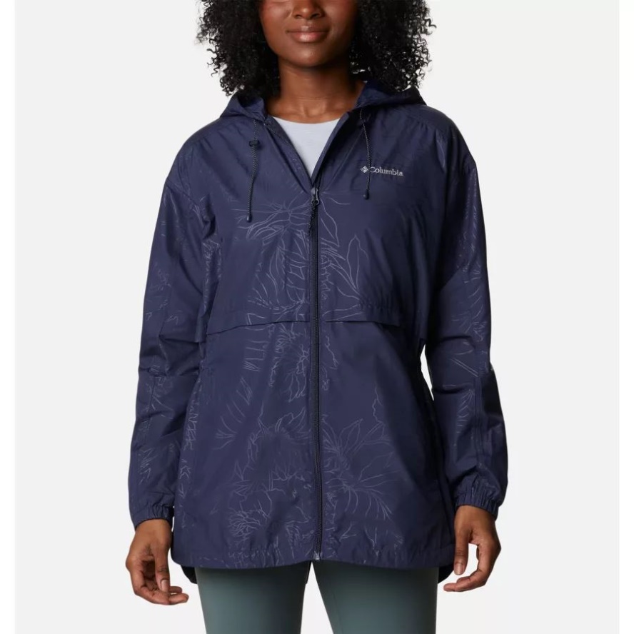 Women's Auroras Wake III Hooded Jacket Nocturnal Leafy Lines Emboss Columbia Sale